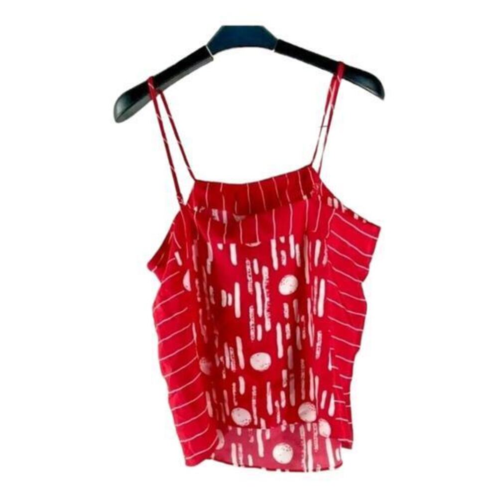 Armani‎ Exchange Red & White Geometric Print Blouse Tank Top Women's Size M New